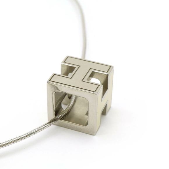 HERMES Hermes Cage d'Ache H Cube Necklace Choker Snake Chain Ivory - Picture 5 of 7